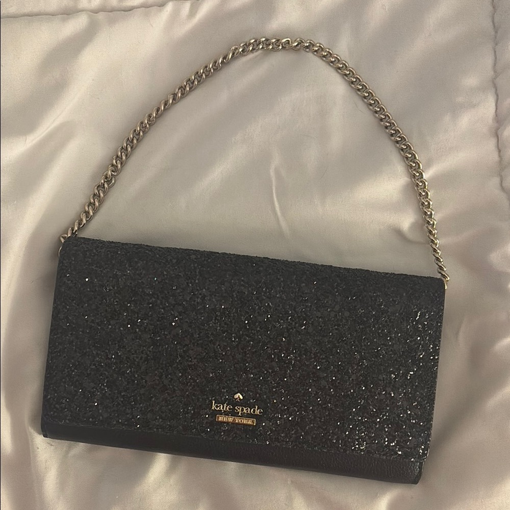Kate Spade Black Glitter Clutch Bag